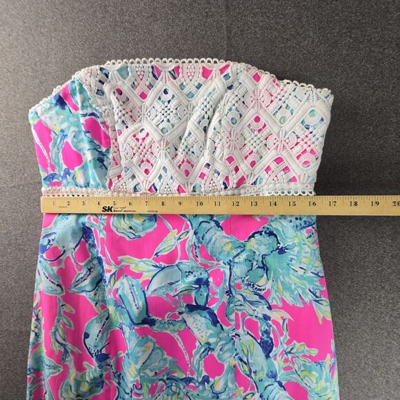 Lilly Pultzer Brynn Dress 12 Raz berry Lobsters in Love Strapless Lace - Picture 8 of 8